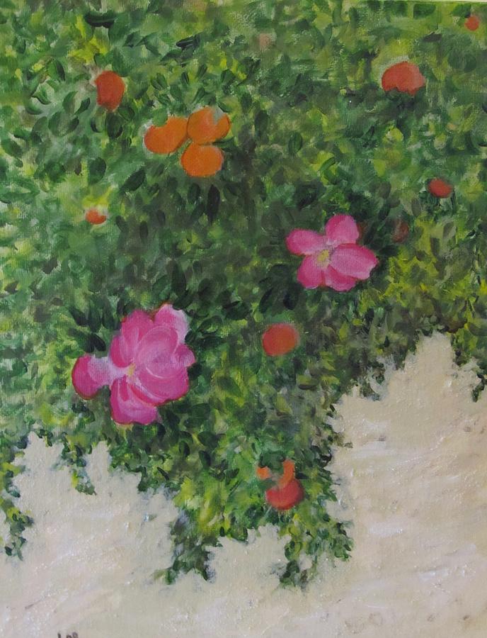 Summer Beach Roses Painting by Lorraine Centrella