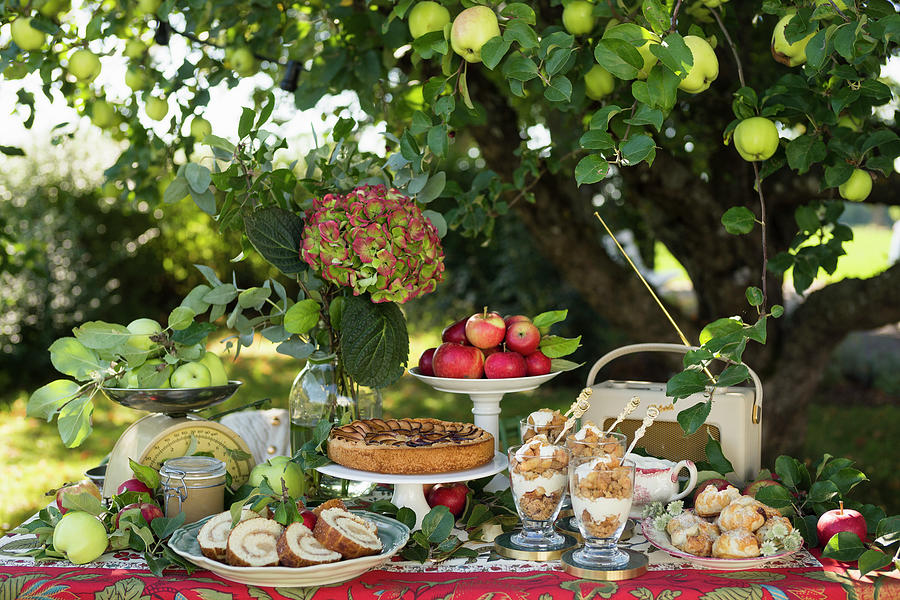 Summer Buffet With Apple Pie, Pastries And Desserts Photograph by Cecilia Mller