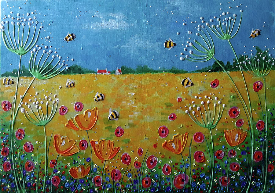 Summer Painting - Summer Bumblebees by Angie Livingstone