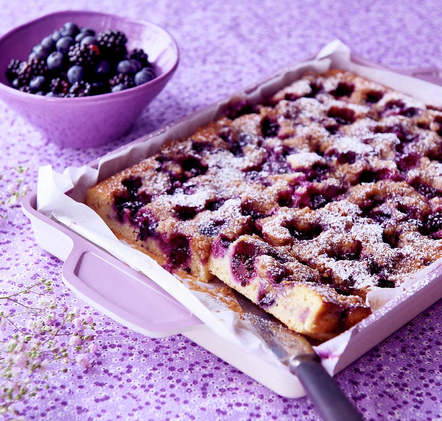 Summer Cake With Blueberries And Icing Sugar Photograph by Martin Dyrlv