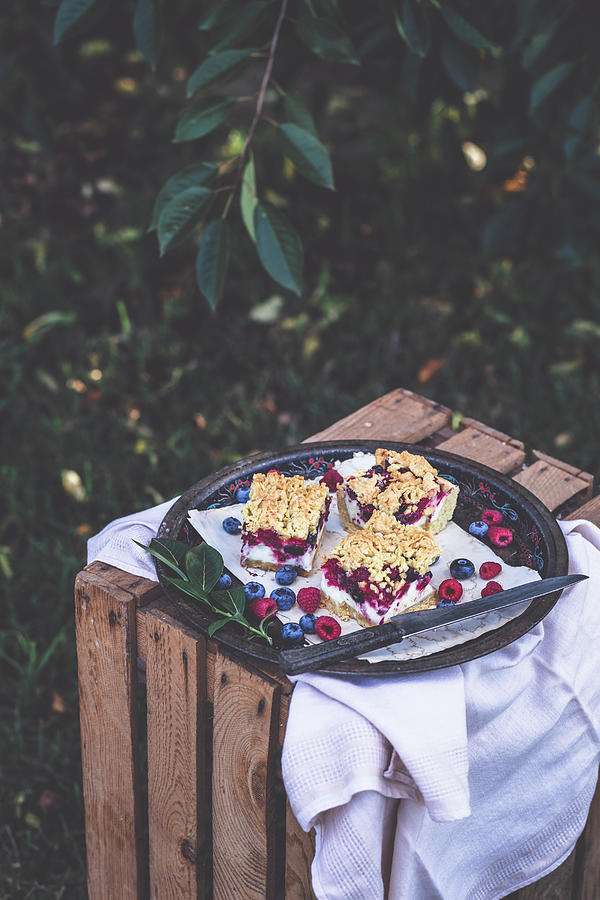 Summer Cake With Blueberries And Raspberries Photograph by Malgorzata Laniak