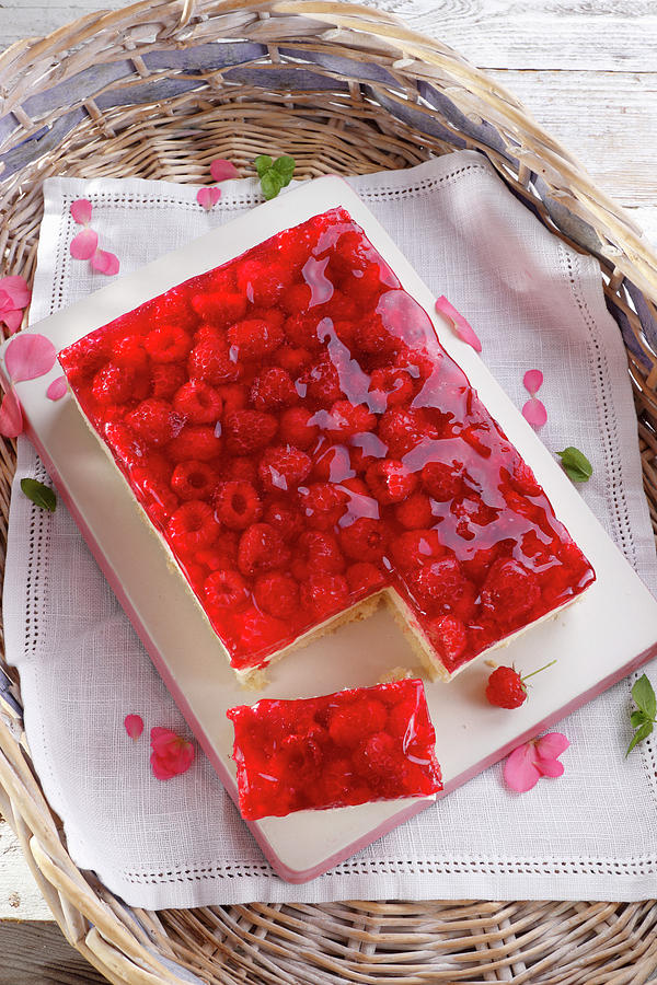 Summer Cake With Raspberry Jelly And Fresh Raspberries Photograph by Wawrzyniak.asia