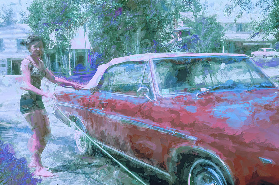 Summer Car Wash Mid Century  Digital Art by Cathy Anderson