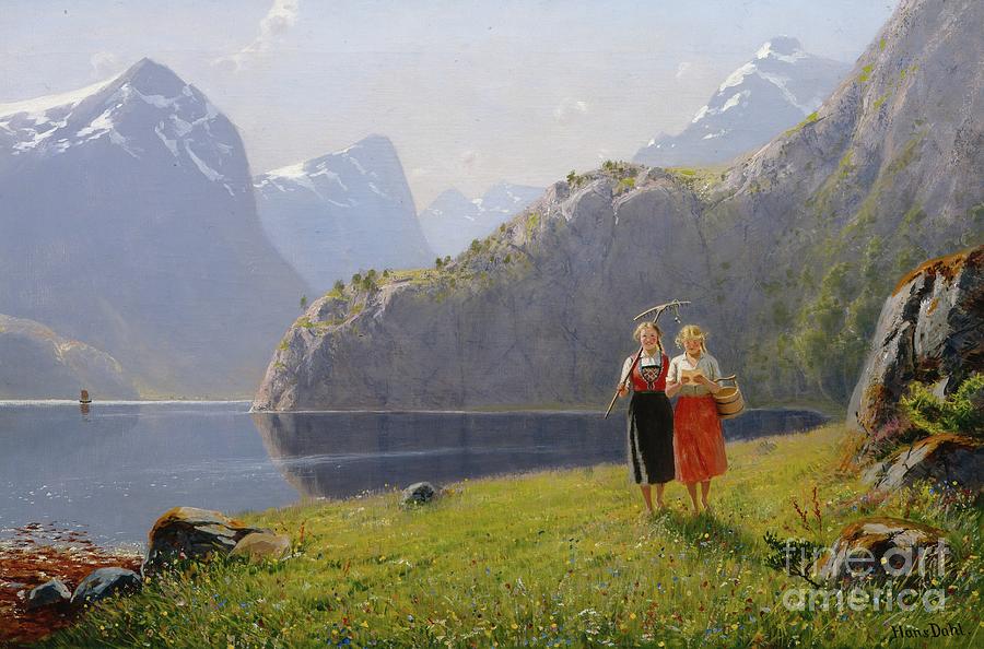 Summer Day At Balestrand Painting by Hans Andreas Dahl