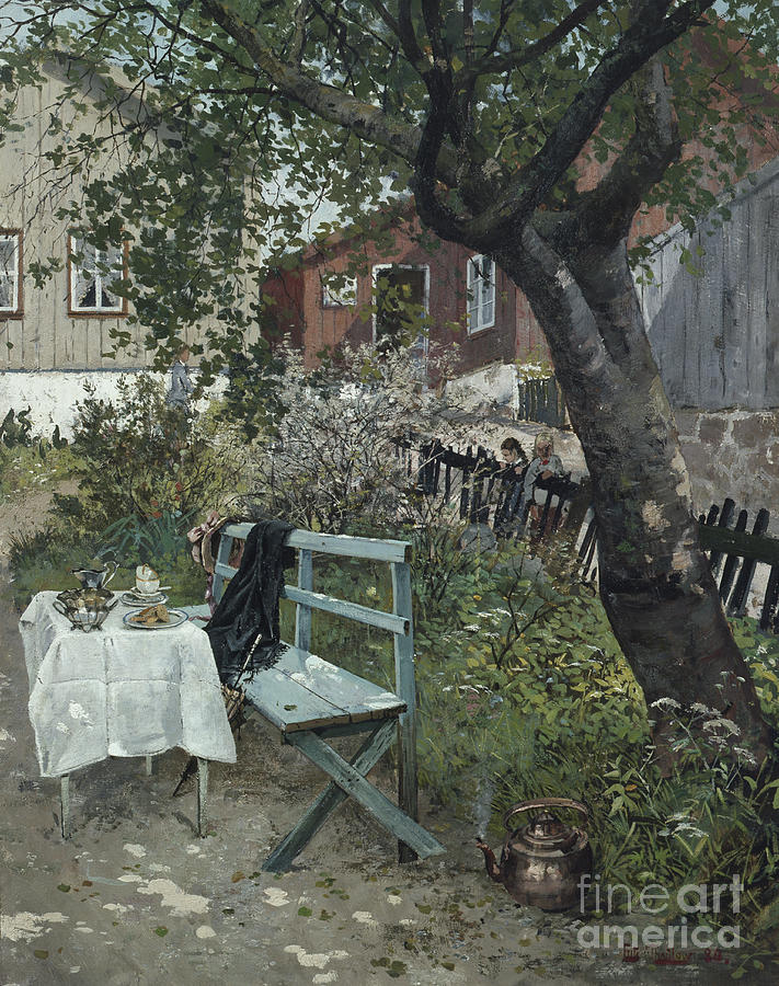 Summer Day In The Garden, 1880 Painting by Fritz Thaulow