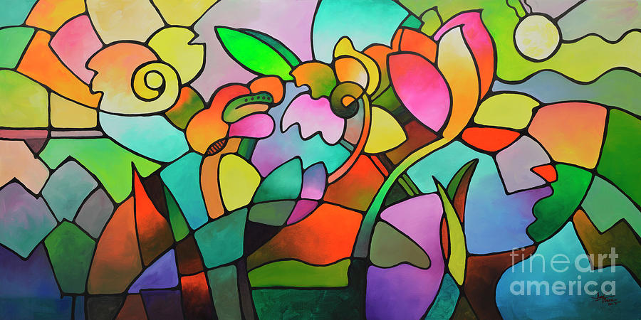Abstract Painting - Summer Day by Sally Trace Abstract Painting - Summer Day by Sally Trace
