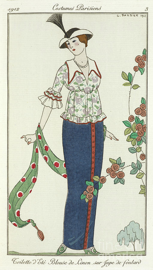 
Summer Dress Linen Blouse Worn Over A Hobble Skirt Painting by Georges Barbier