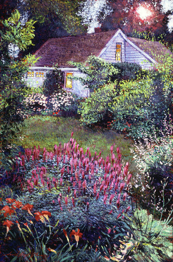 Summer Evening Cottage Painting by David Lloyd Glover