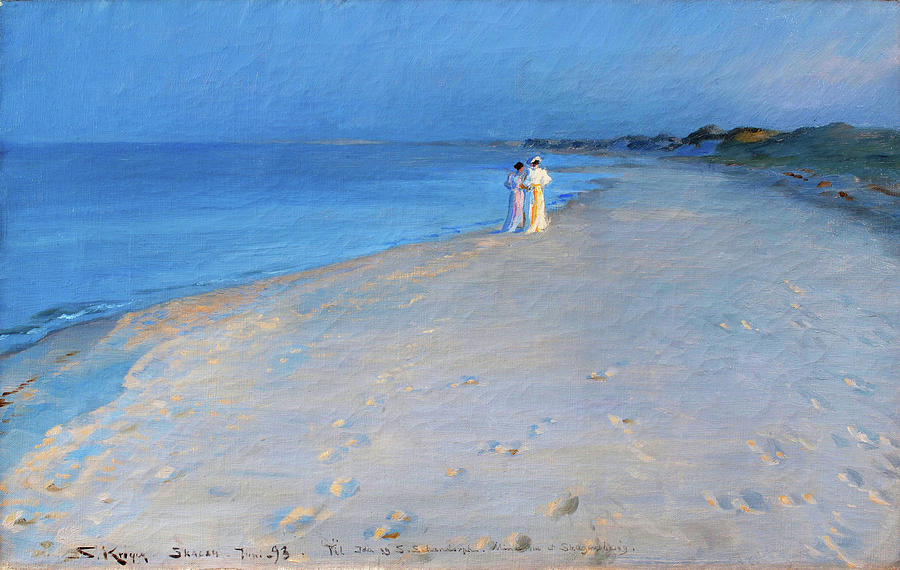 Summer evening at the South Beach, Skagen - Digital Remastered Edition Painting by Peder Severin Kroyer