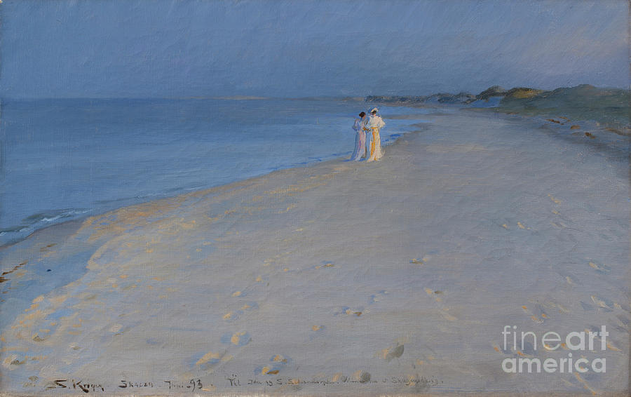 Summer Evening On The South Beach Drawing by Heritage Images
