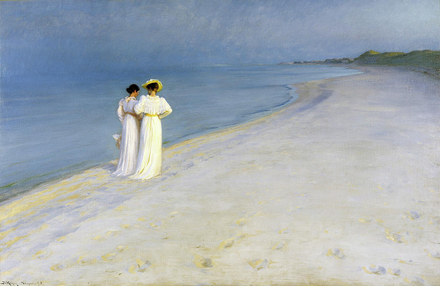 Summer Evening on the Souther Beach - Digital Remastered Edition Painting by Peder Severin Kroyer