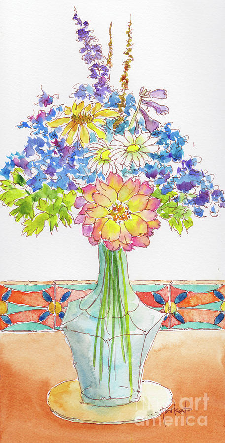 Summer Flowers From The Garden Painting by Pat Katz