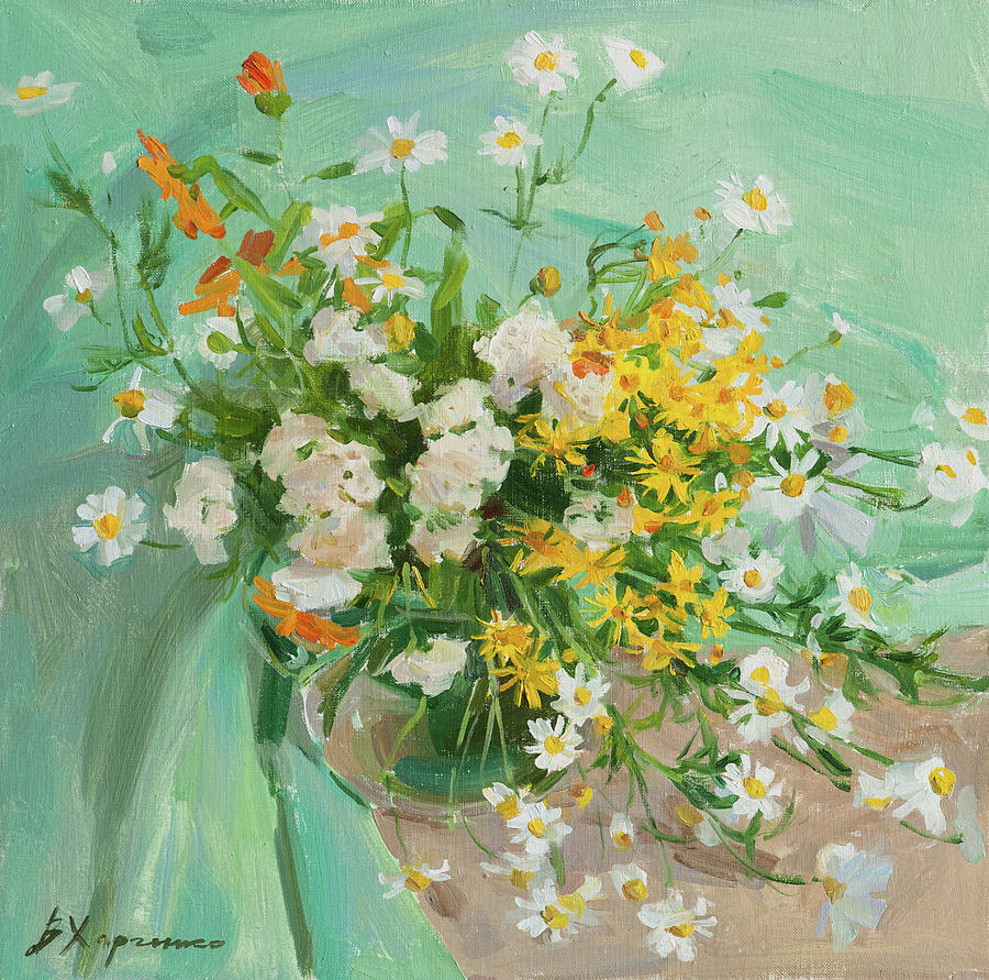 Summer Painting - Summer flowers by Victoria Kharchenko