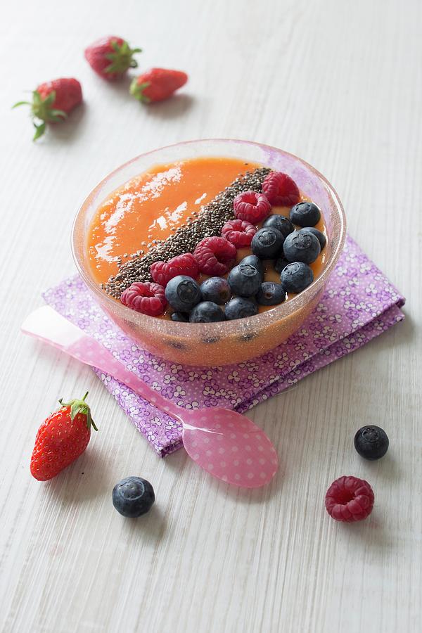 Summer Fruit And Mango Smoothie Bowl Photograph by Tombini