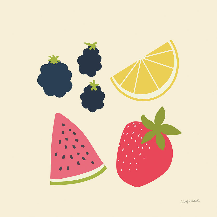 Fruit Mixed Media - Summer Fruits I by Cheryl Warrick