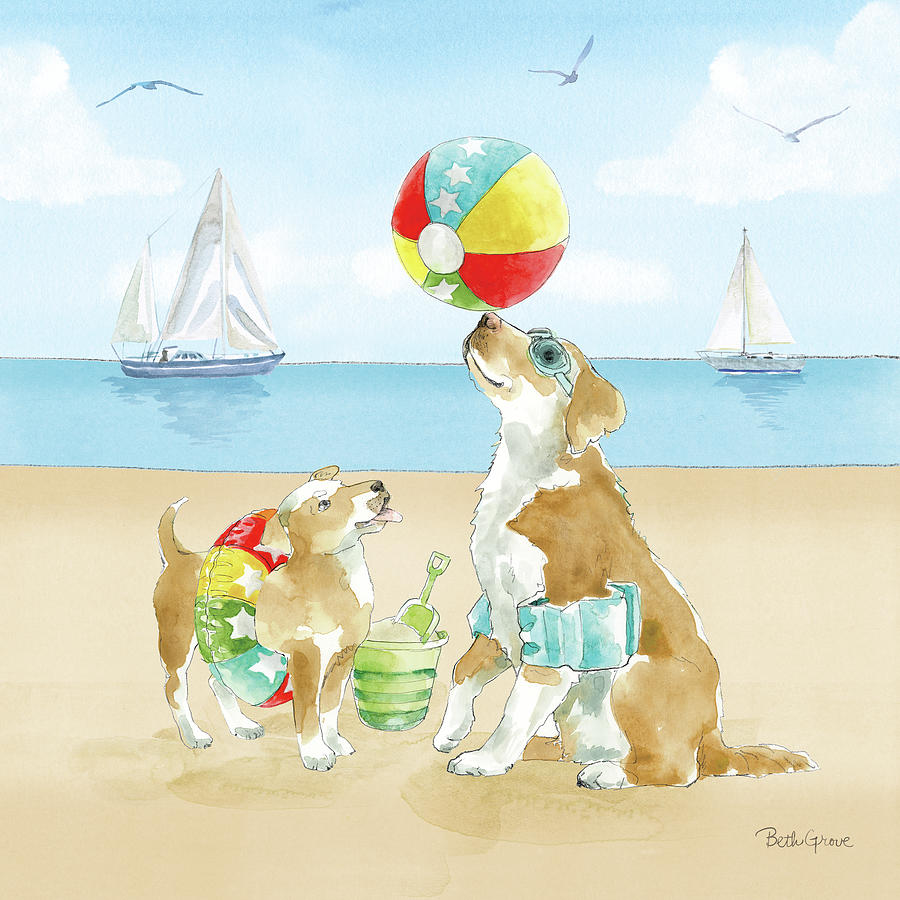 Animal Painting - Summer Fun At The Beach II by Beth Grove