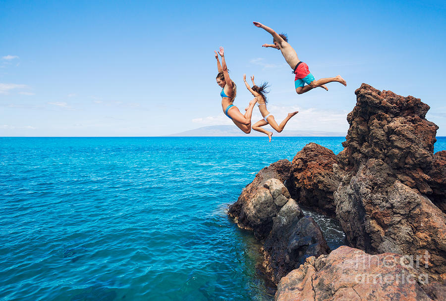Deep Photograph - Summer Fun Friends Cliff Jumping by Epicstockmedia