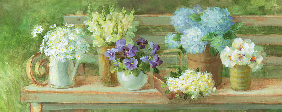 Daisy Painting - Summer Garden Bench by Danhui Nai