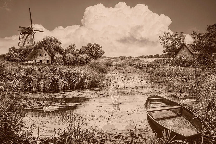 Summer in Holland in Sepia Tones Photograph by Debra and Dave Vanderlaan