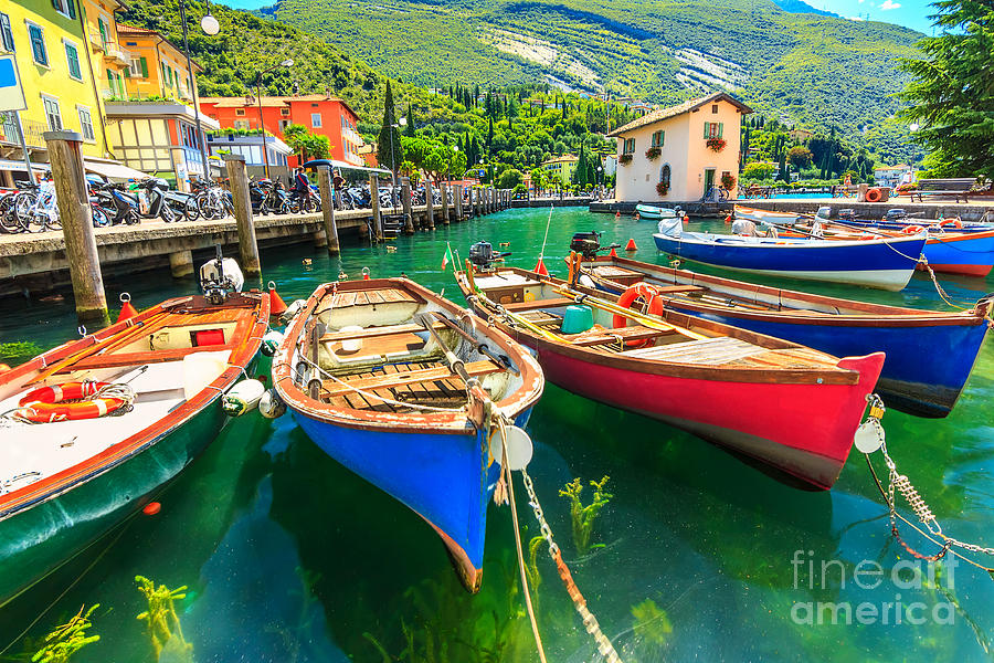 Harbor Photograph - Summer Landscape And Wooden Boats,lake by Gaspar Janos Harbor Photograph - Summer Landscape And Wooden Boats,lake by Gaspar Janos