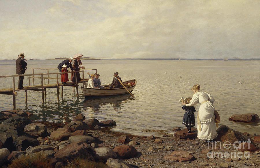Summer Life At The Beach, 1899 Painting by Hans Gude