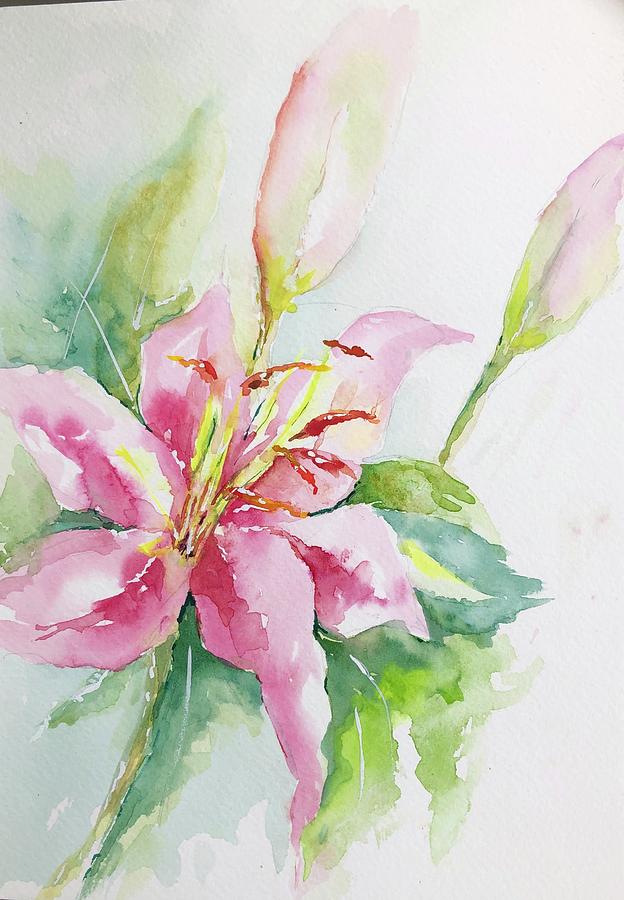 Summer lily Painting by Nancy Sackrison | Fine Art America