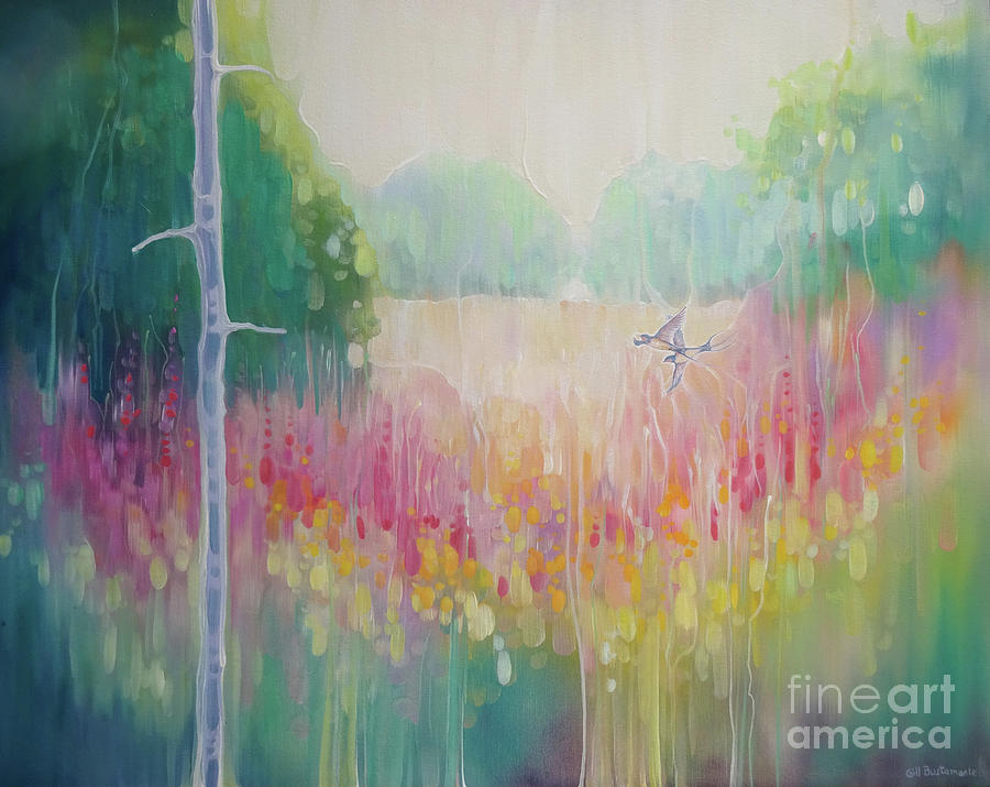 Summer Meadow in Sussex Painting by Gill Bustamante