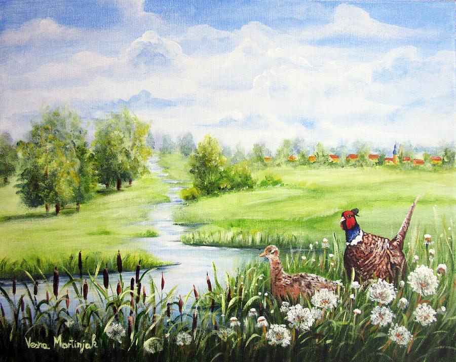 Summer Meadows And Pheasants Painting