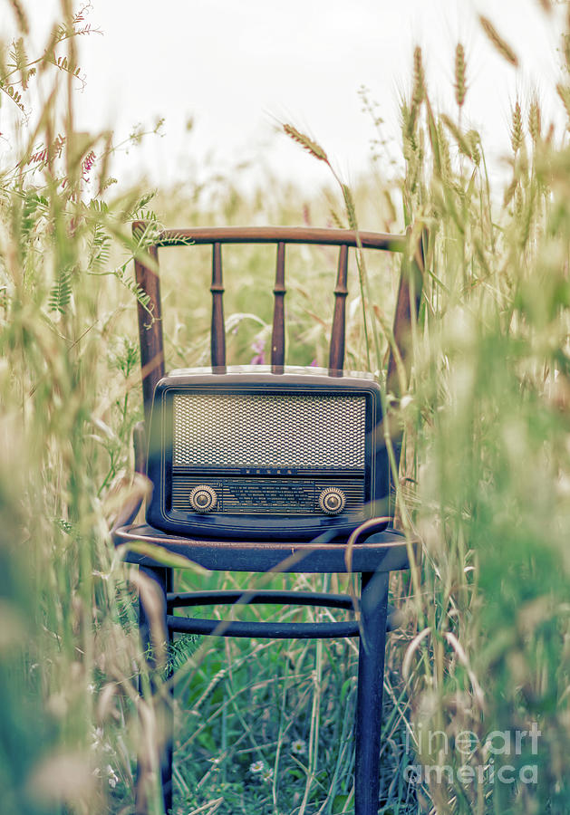 Vintage Photograph - Summer Memories Vintage Radio In The Field by Edward Fielding