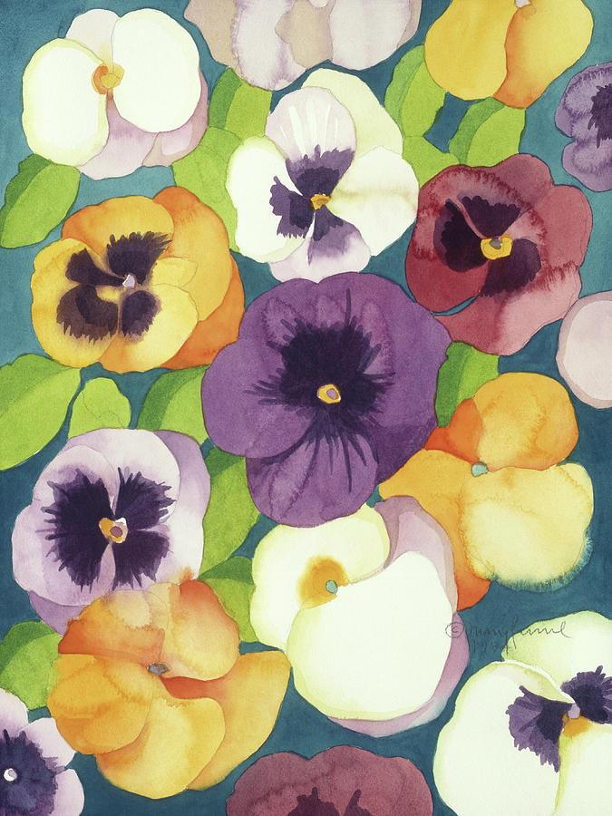 Pansies Painting - Summer Pansies by Mary Russel