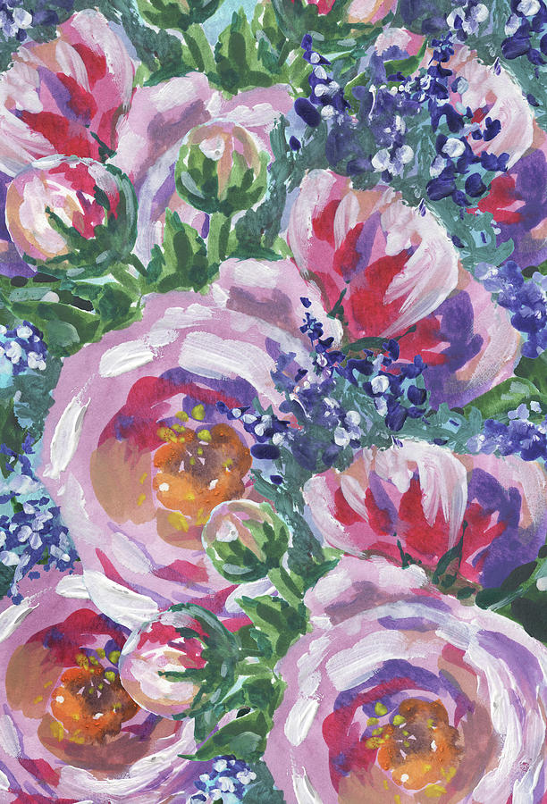 Summer Pattern Flowers Bouquet Floral Impressionism  Painting by Irina Sztukowski