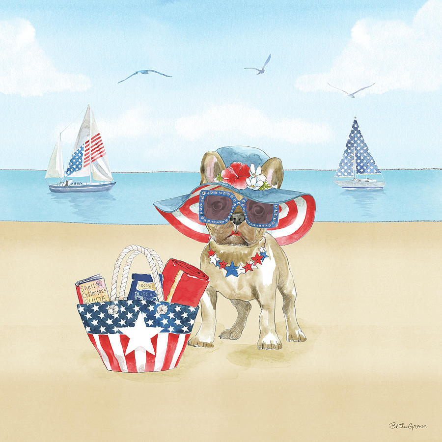 Animal Painting - Summer Paws Patriotic Iv by Beth Grove