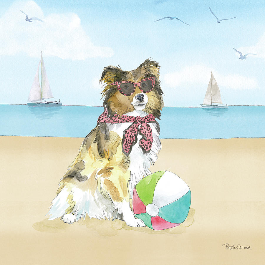 Animals Painting - Summer Paws V No Words by Beth Grove Animals Painting - Summer Paws V No Words by Beth Grove