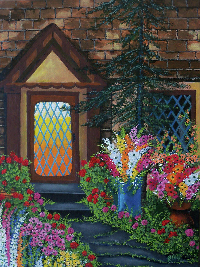 Flower Painting - Summer Porch by Bonnie B Cook