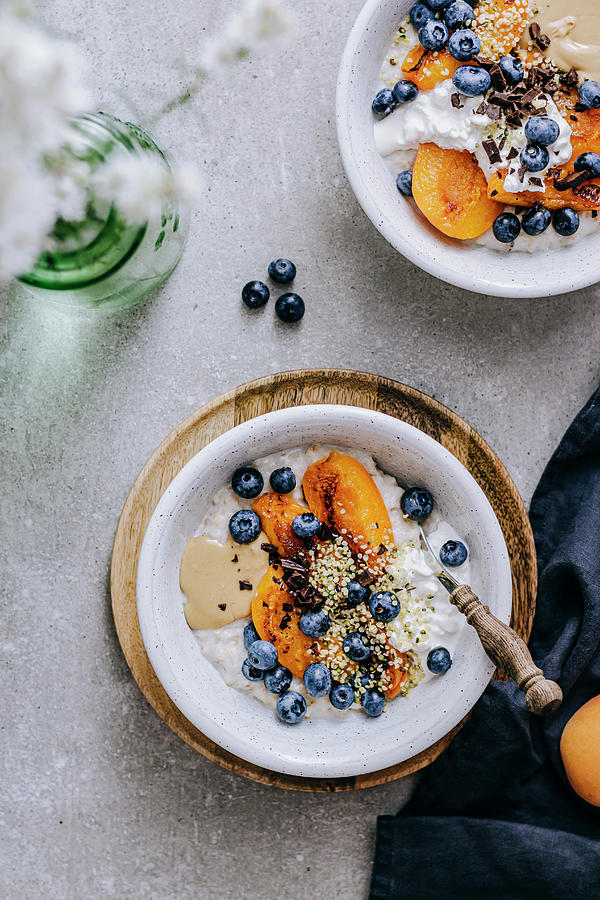 Summer Porridge With Blueberries And Apricots Photograph by Monika Rosa ...