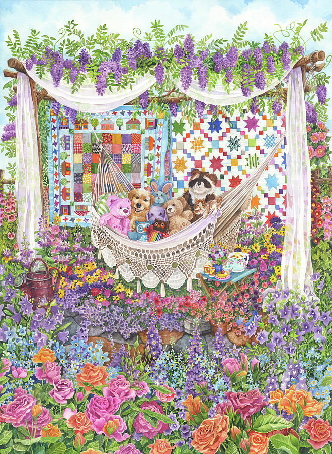 Garden Painting - Summer Quilt by Wendy Edelson