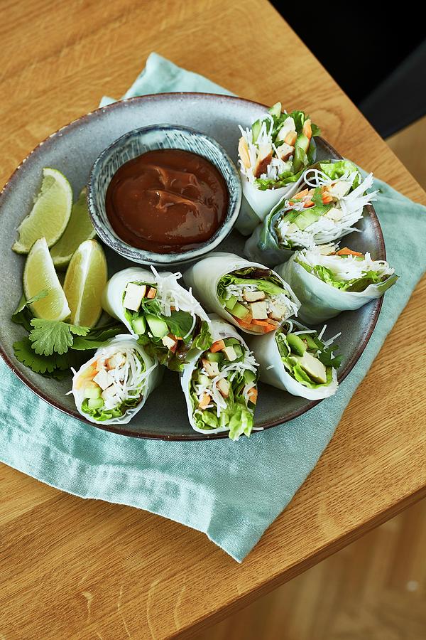 Summer Rolls With A Peanut Dip Photograph by The Stepford Husband