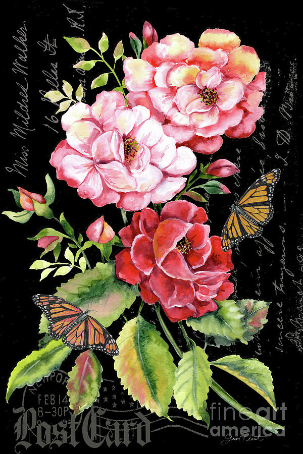 Summer Rose Postcard B Painting by Jean Plout