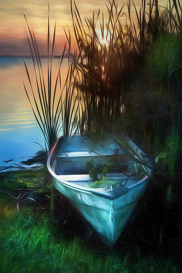 Summer Rowboat Watercolor Painting Photograph by Debra and Dave Vanderlaan