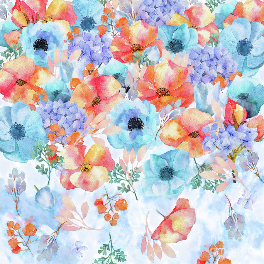 Watercolor Summer Flowers Collection By tanatadesign