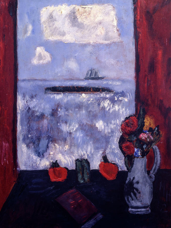 Marsden Hartley Painting - Summer, Sea, Window, Red Curtain, 1942 by Marsden Hartley