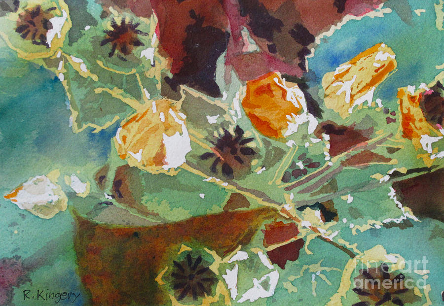 Summer Seed Pods and Blooms Painting by Ralph Kingery