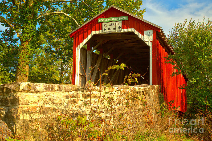 Summer Skies Over The New Germantown Covered Bridge Photograph by Adam Jewell