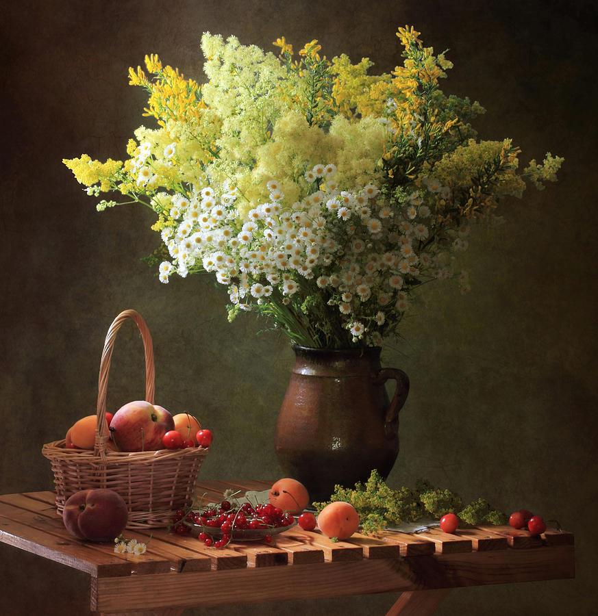 Flower Photograph - Summer Still Life With Meadow Flowers by Tatyana Skorokhod (??????? ????????)