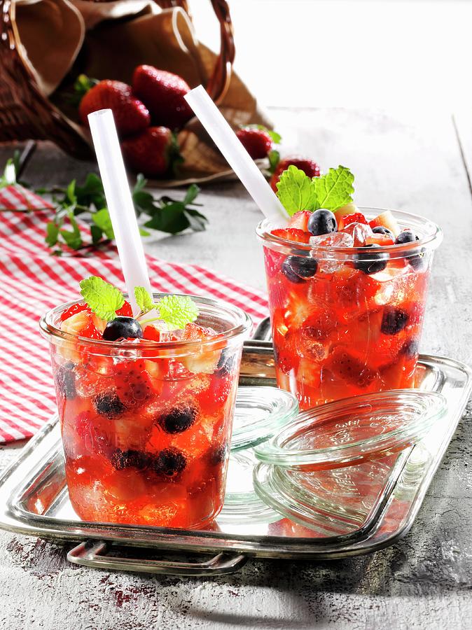 Summer Strawberry Punch With Fresh Mint Photograph by Christian Schuster