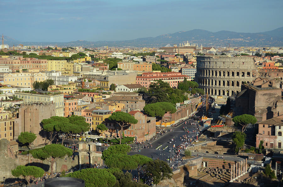Summer Sun on Via dei Fori Imperiali and Colosseum Rome Italy Photograph by Shawn OBrien