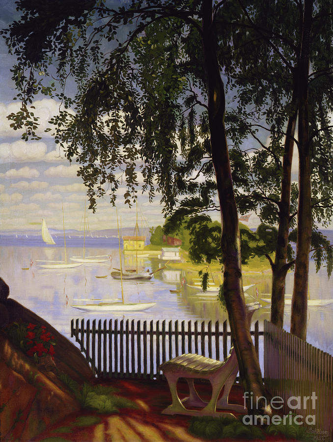 Summer Sunday In Naersnes Bay, 1932 Painting by Harald Sohlberg