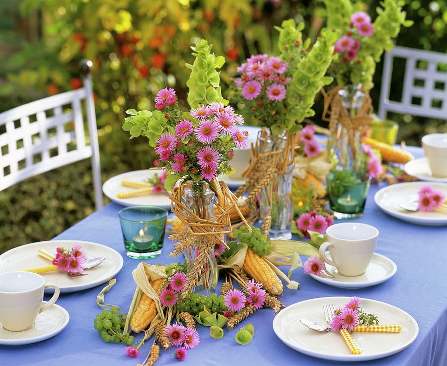 Summer Table Decoration With Flowers Photograph by Friedrich Strauss