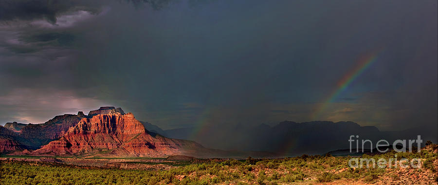 Summer Thunderstorm Over West Temple Zion National Park Utah Photograph by Dave Welling