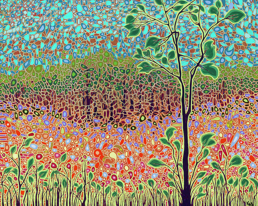 Summer Tree Painting by Karen Williams-Brusubardis